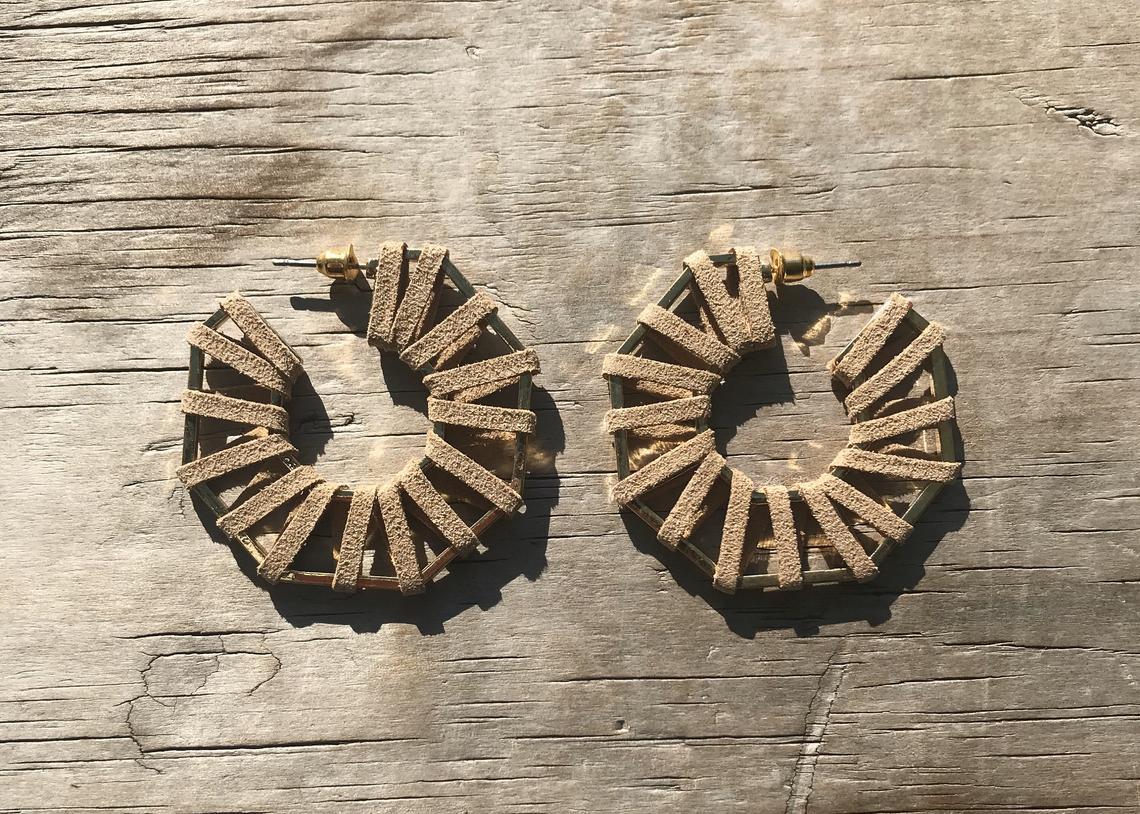 Earrings - 2 inch Suede Wrapped Medium Hoop, Geometric, Gifts for, Earrings - Image 3