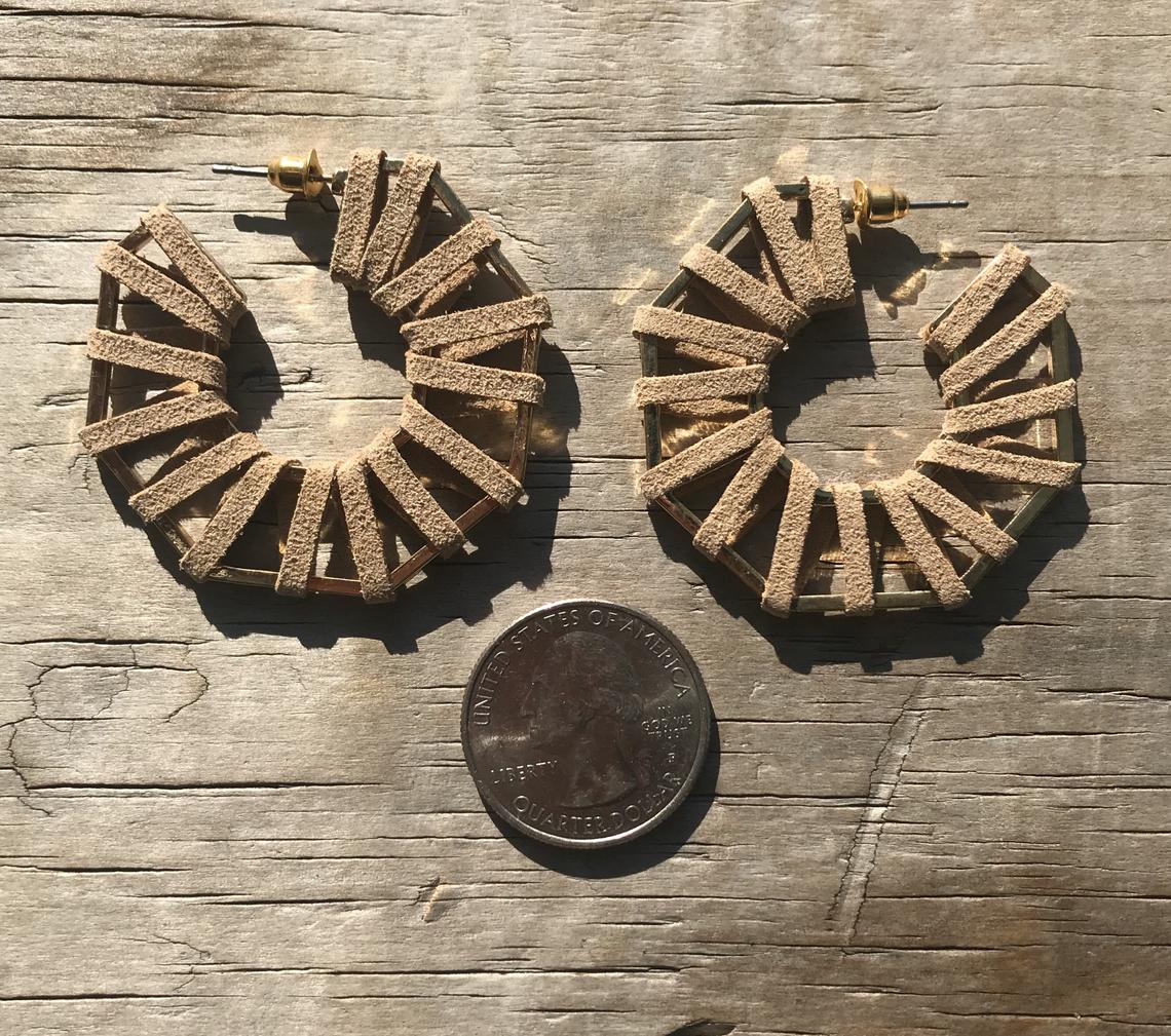 Earrings - 2 inch Suede Wrapped Medium Hoop, Geometric, Gifts for, Earrings - Image 4