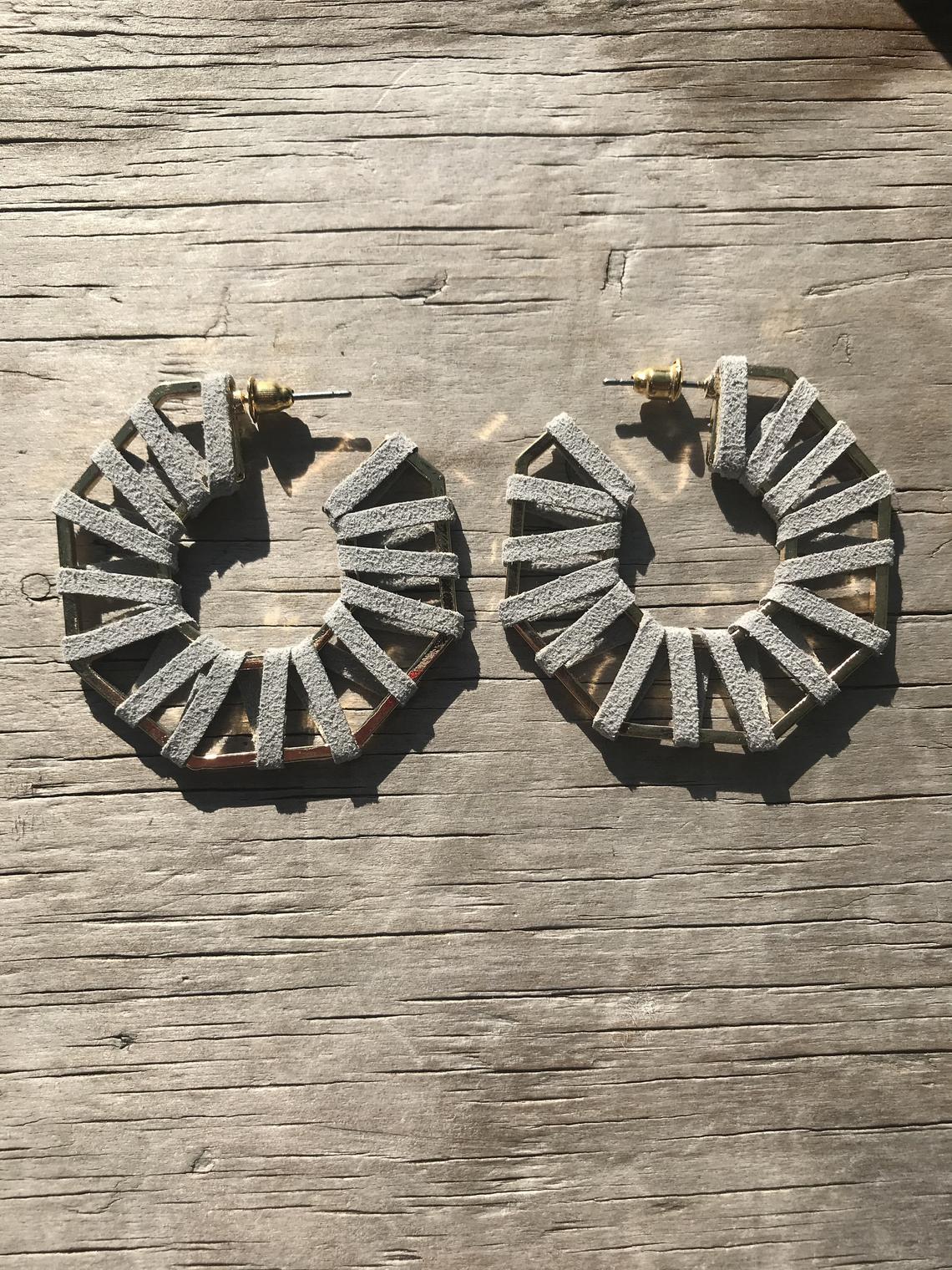 Earrings - 2 inch Suede Wrapped Medium Hoop, Geometric, Gifts for, Earrings - Image 2