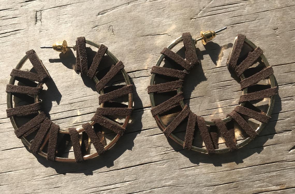 Earrings - 2 inch Suede Wrapped Medium Hoop, Geometric, Gifts for, Earrings