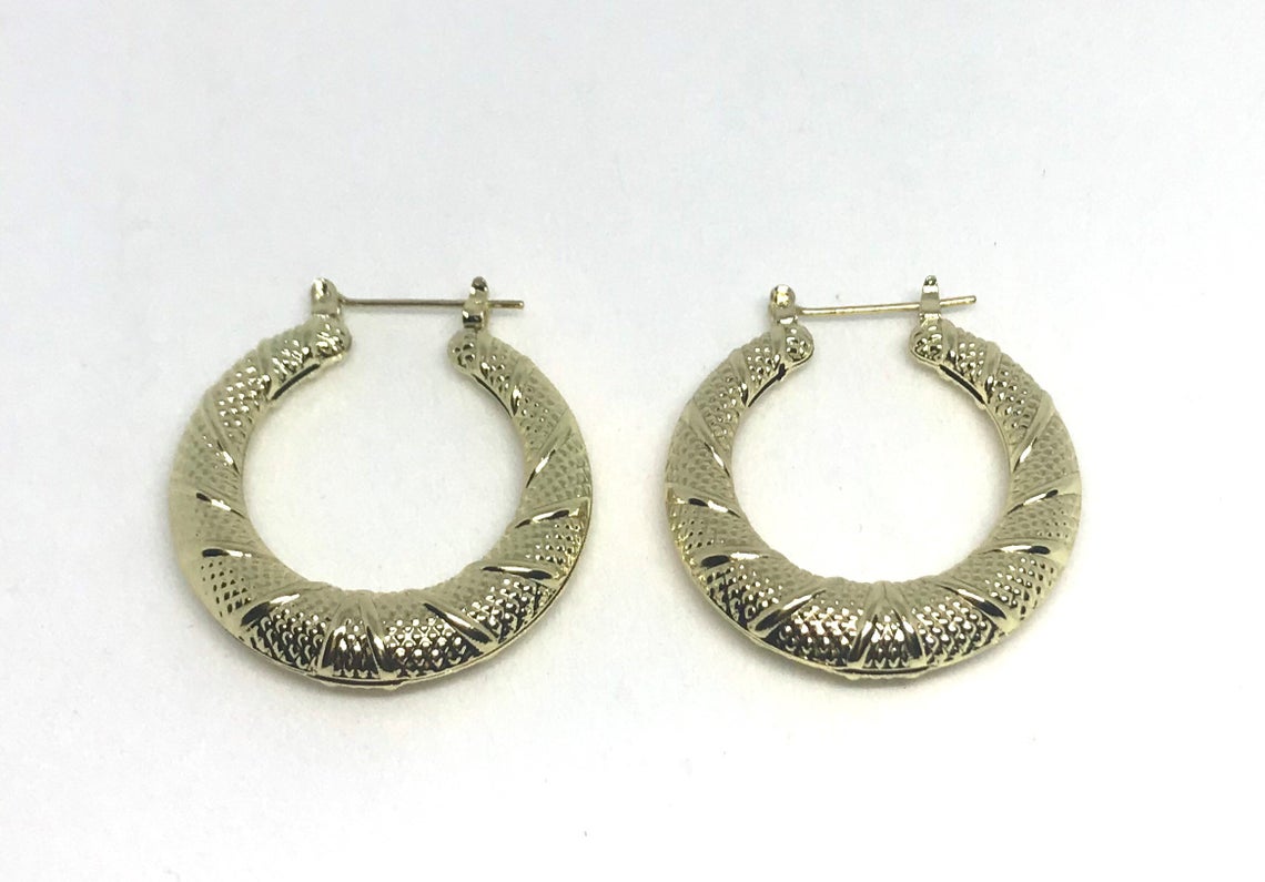 14k Gold Filled Vintage Gold Twisted Hoops Style 1.5,2,2.5 inches - Croissant Hoop Earrings, Chunky Statement Hoops Fashion Accessories 90s - Image 3