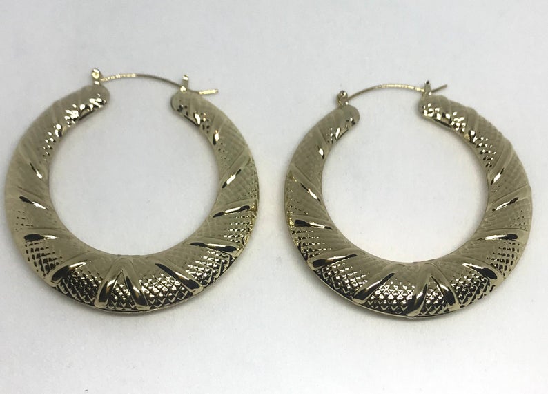 14k Gold Filled Vintage Gold Twisted Hoops Style 1.5,2,2.5 inches - Croissant Hoop Earrings, Chunky Statement Hoops Fashion Accessories 90s - Image 7