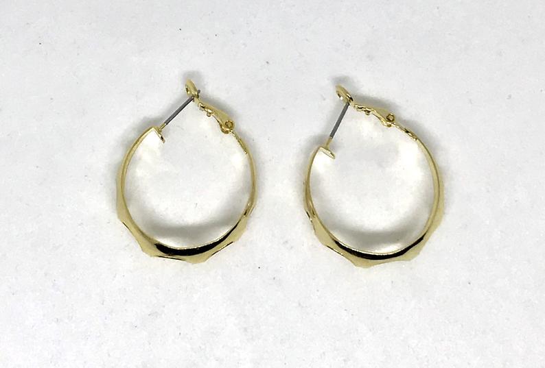 14K Gold Filled Gold/Bamboo Style- 2 inches-Small Swiss cheese Hoop Earrings - Gift for Her Fashion Accessories Women Wear 80s 90s Inspired - Image 2