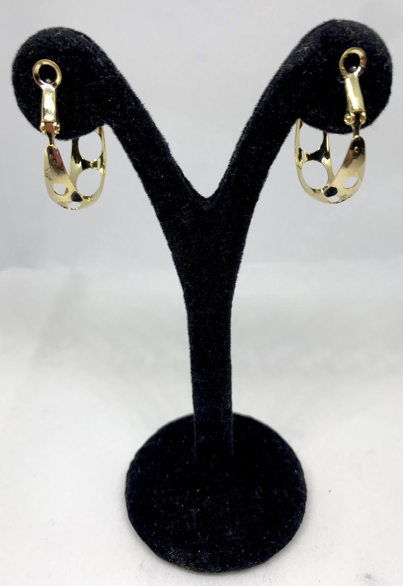 14K Gold Filled Gold/Bamboo Style- 2 inches-Small Swiss cheese Hoop Earrings - Gift for Her Fashion Accessories Women Wear 80s 90s Inspired - Image 4