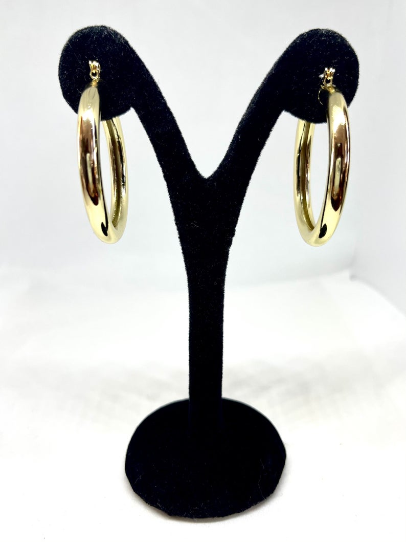 14K Gold Filled Thick Gold Hoops & Silver Thick Hoops - Image 5
