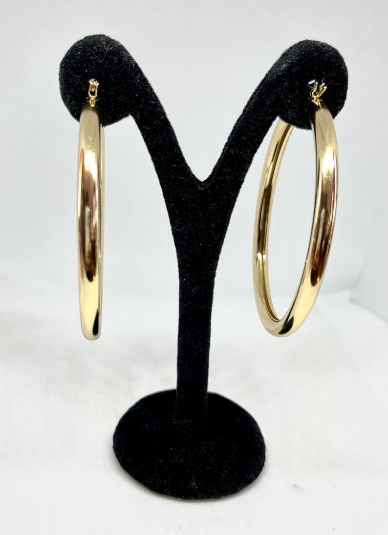 14K Gold Filled Thick Gold Hoops & Silver Thick Hoops - Image 3