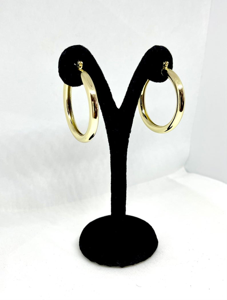 14K Gold Filled Thick Gold Hoops & Silver Thick Hoops - Image 2
