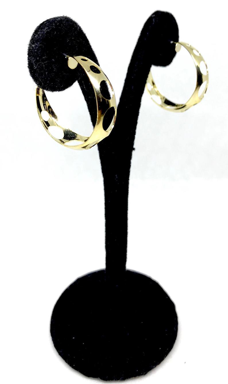 14K Gold Filled Gold/Bamboo Style- 2 inches-Small Swiss cheese Hoop Earrings - Gift for Her Fashion Accessories Women Wear 80s 90s Inspired